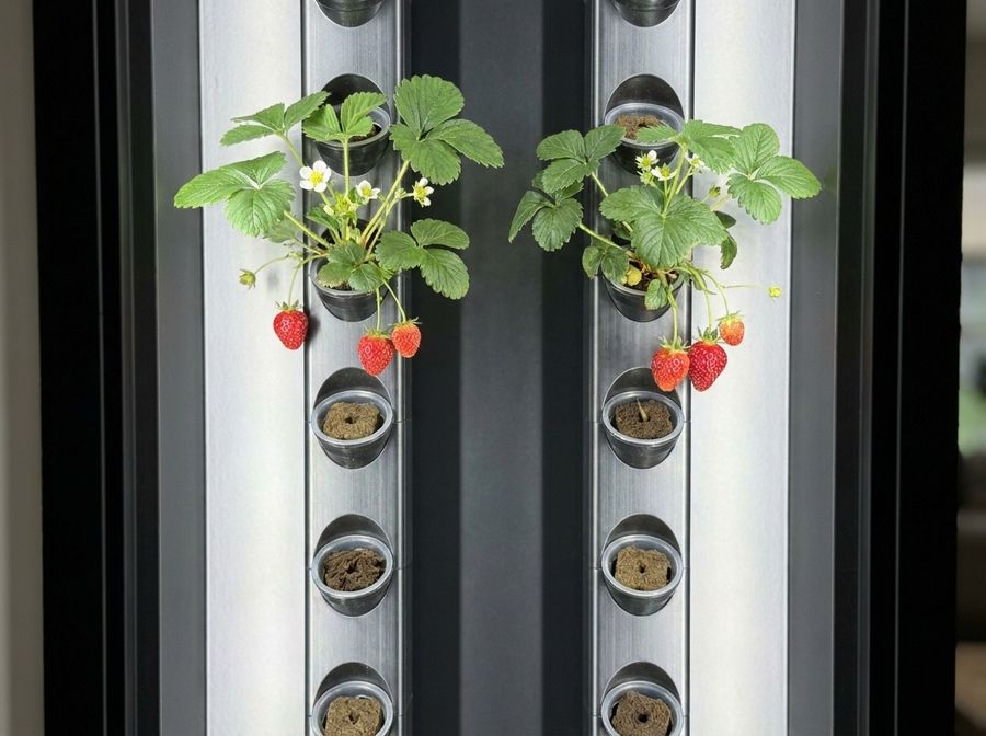Strawberries fruiting in a Cubictree