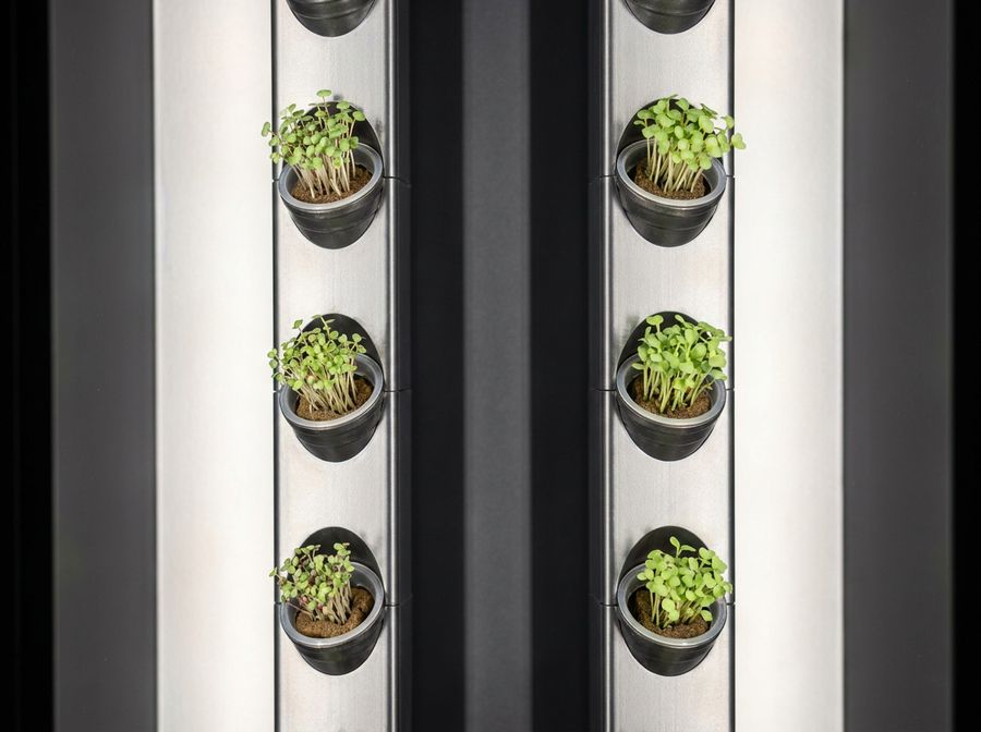 Microgreen trays in a Cubictree