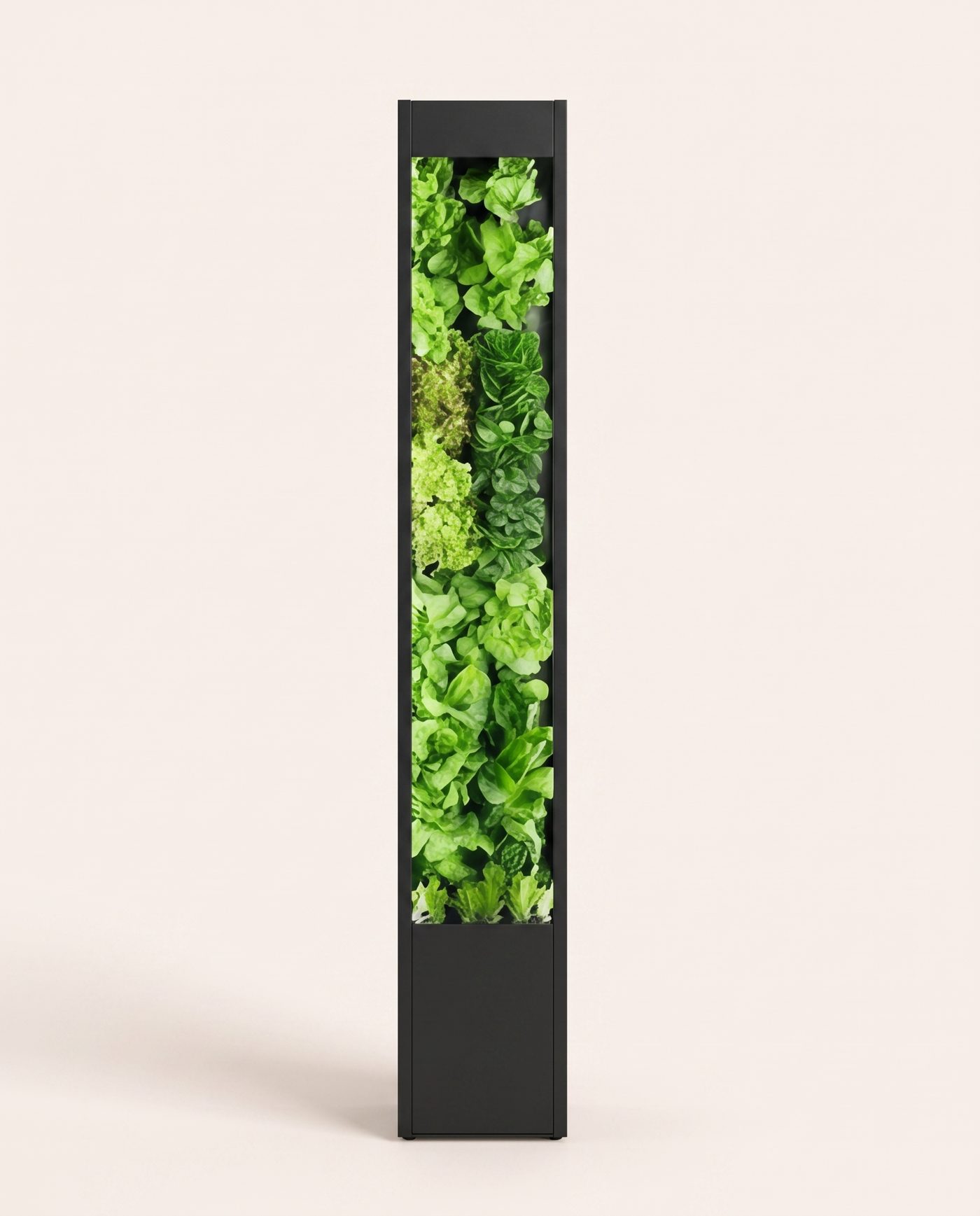 The Cubictree tower photographed straight-on in a studio